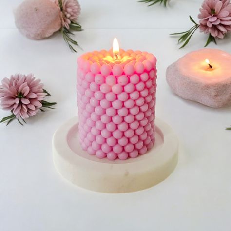 GOLDEN FLAMES PILLAR BUBBLE CANDLE